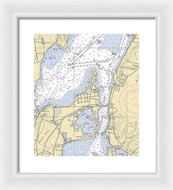 Sakonnet River & Tiverton-rhode Island Nautical Chart - Framed Print