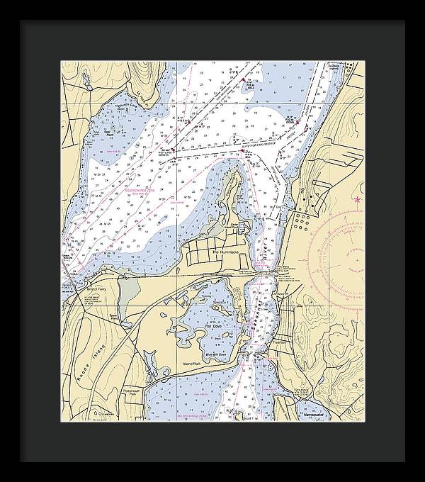 Sakonnet River & Tiverton-rhode Island Nautical Chart - Framed Print