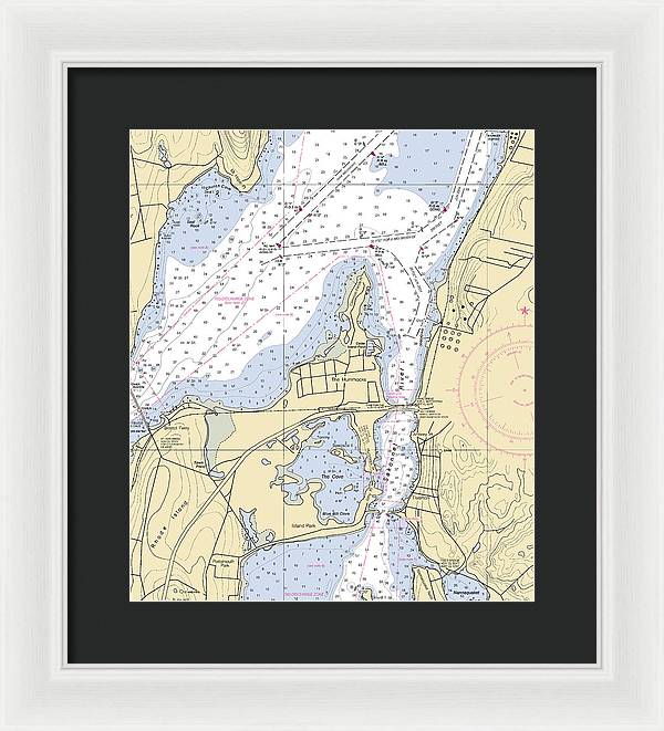 Sakonnet River & Tiverton-rhode Island Nautical Chart - Framed Print