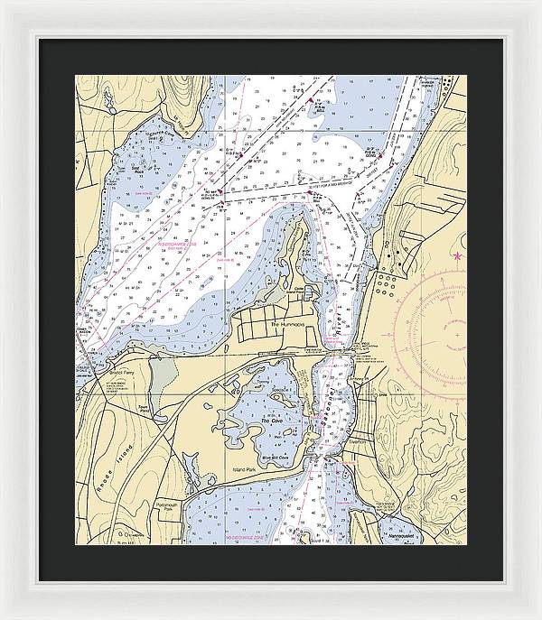 Sakonnet River & Tiverton-rhode Island Nautical Chart - Framed Print