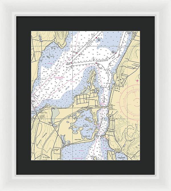 Sakonnet River & Tiverton-rhode Island Nautical Chart - Framed Print