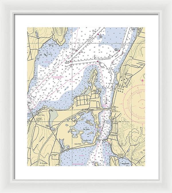 Sakonnet River & Tiverton-rhode Island Nautical Chart - Framed Print