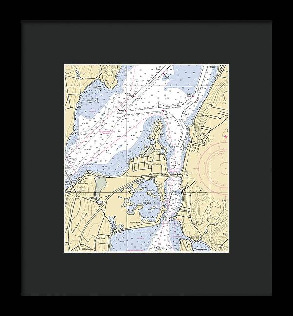 Sakonnet River & Tiverton-rhode Island Nautical Chart - Framed Print