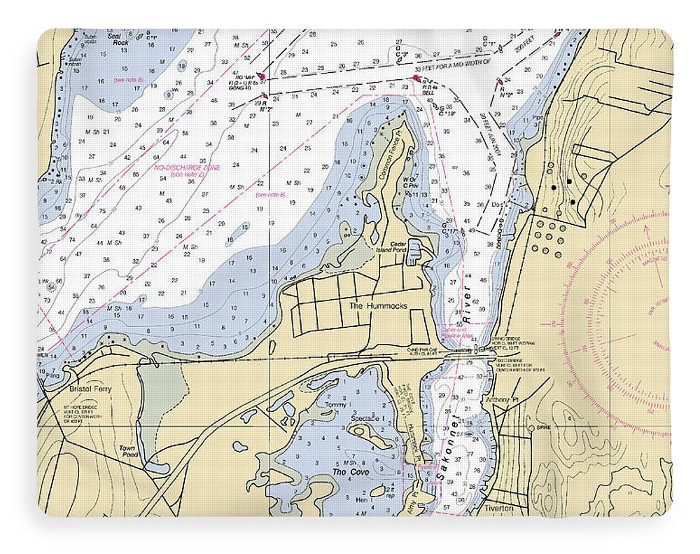 Sakonnet River & Tiverton-rhode Island Nautical Chart - Blanket