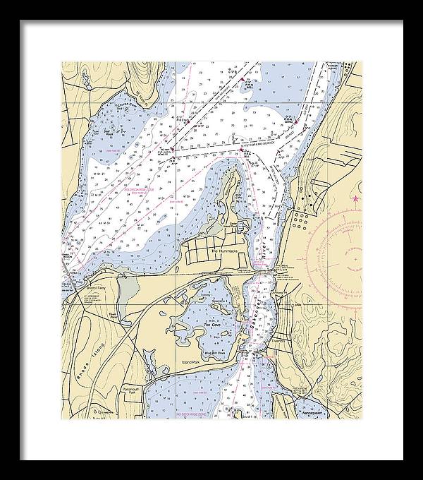 Sakonnet River & Tiverton-rhode Island Nautical Chart - Framed Print