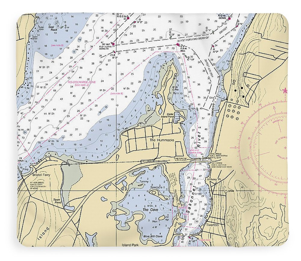 Sakonnet River & Tiverton-rhode Island Nautical Chart - Blanket
