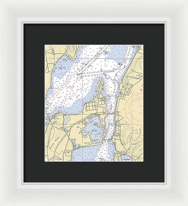 Sakonnet River & Tiverton-rhode Island Nautical Chart - Framed Print