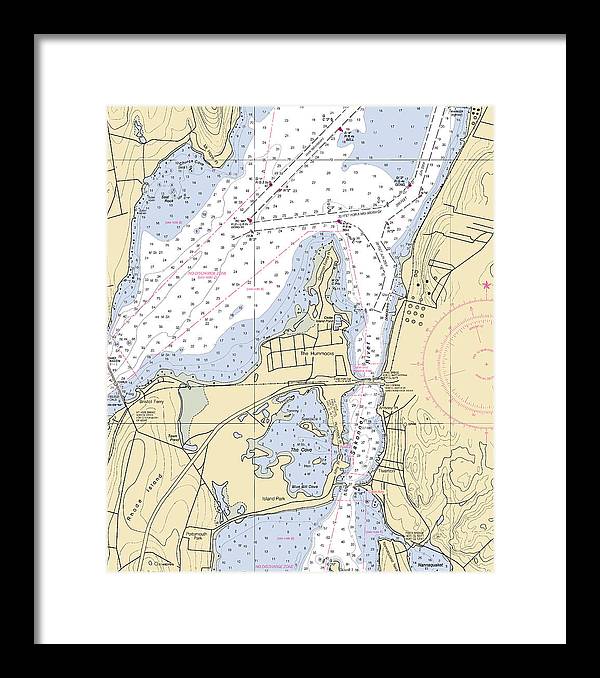 Sakonnet River & Tiverton-rhode Island Nautical Chart - Framed Print