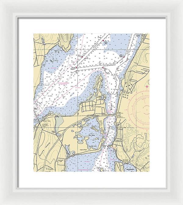 Sakonnet River & Tiverton-rhode Island Nautical Chart - Framed Print