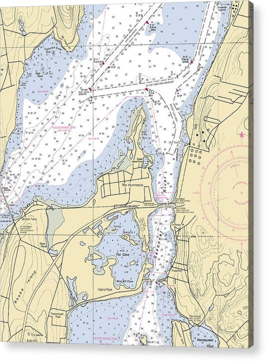 Sakonnet River & Tiverton-Rhode Island Nautical Chart  Acrylic Print