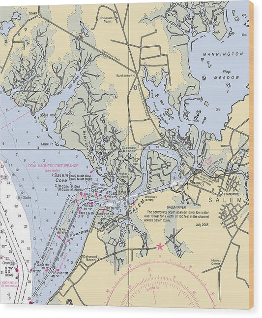 Salem-New Jersey Nautical Chart Wood Print