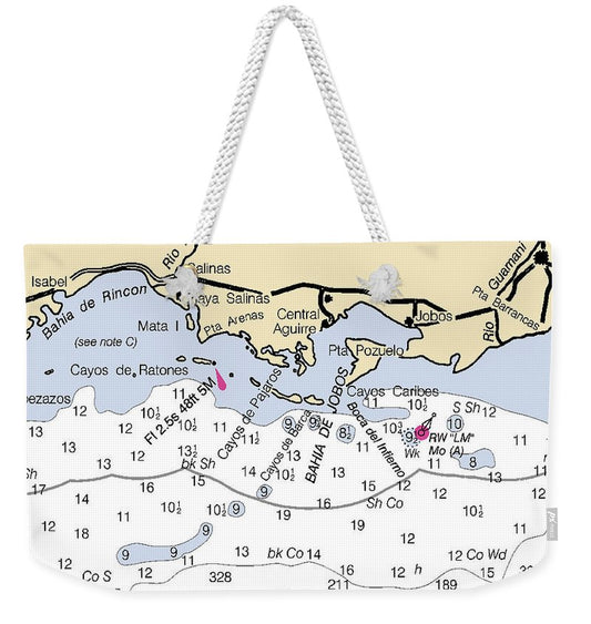 Salinas-puerto Rico Nautical Chart - Weekender Tote Bag