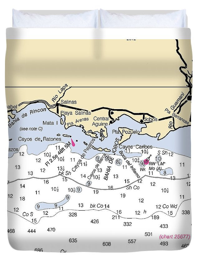 Salinas-puerto Rico Nautical Chart - Duvet Cover