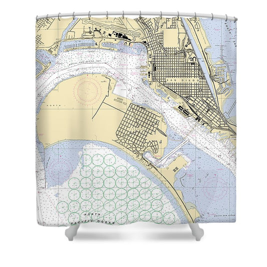 San Diego Bay  California Nautical Chart _V6 Shower Curtain