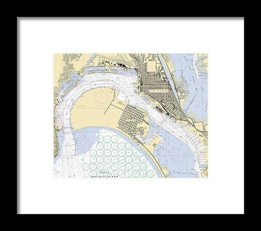 San-diego-bay -california Nautical Chart _v6 - Framed Print