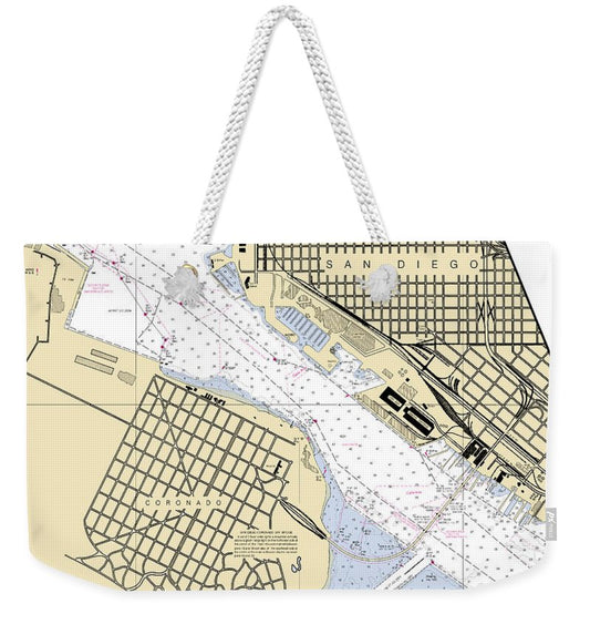 San Diego-california Nautical Chart - Weekender Tote Bag