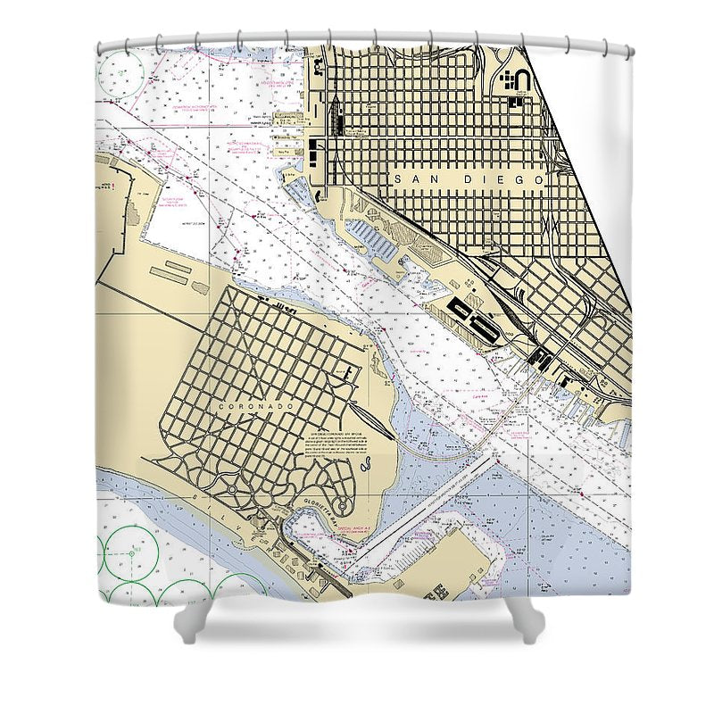 San Diego California Nautical Chart Shower Curtain