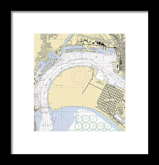 San Diego -california Nautical Chart _v2 - Framed Print