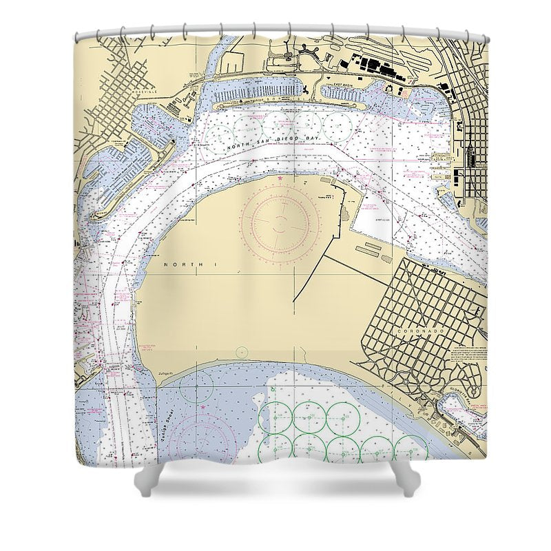 San Diego  California Nautical Chart _V2 Shower Curtain