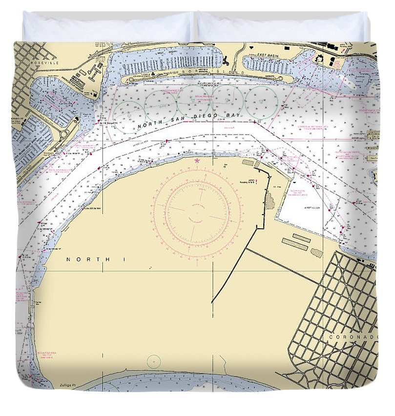San Diego  California Nautical Chart _V2 Duvet Cover