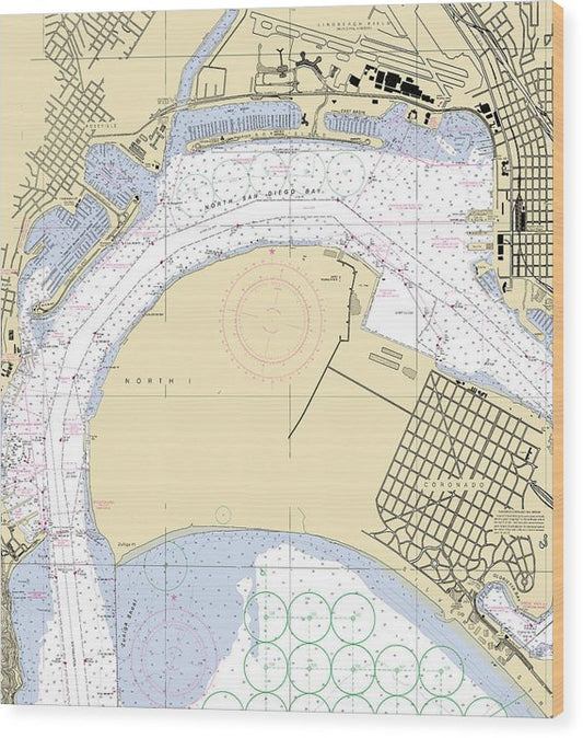 San Diego -California Nautical Chart _V2 Wood Print