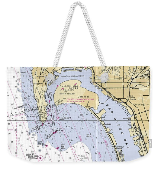 San-diego -california Nautical Chart _v6 - Weekender Tote Bag