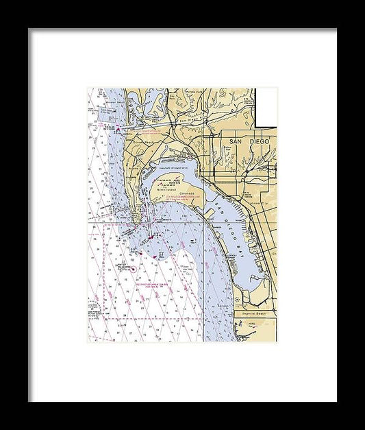 San-diego -california Nautical Chart _v6 - Framed Print