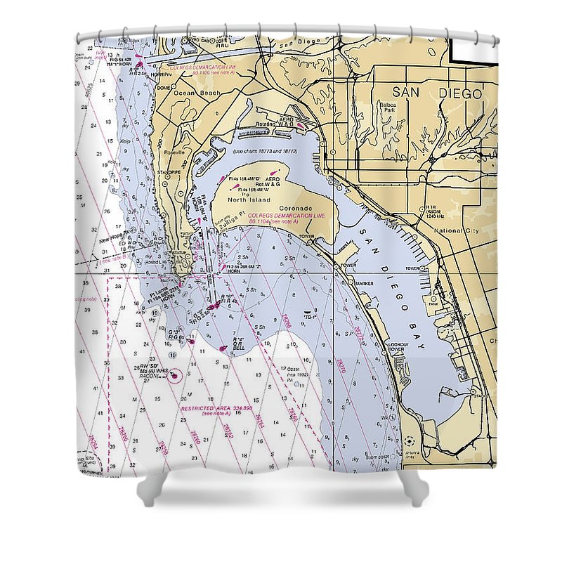 San Diego  California Nautical Chart _V6 Shower Curtain