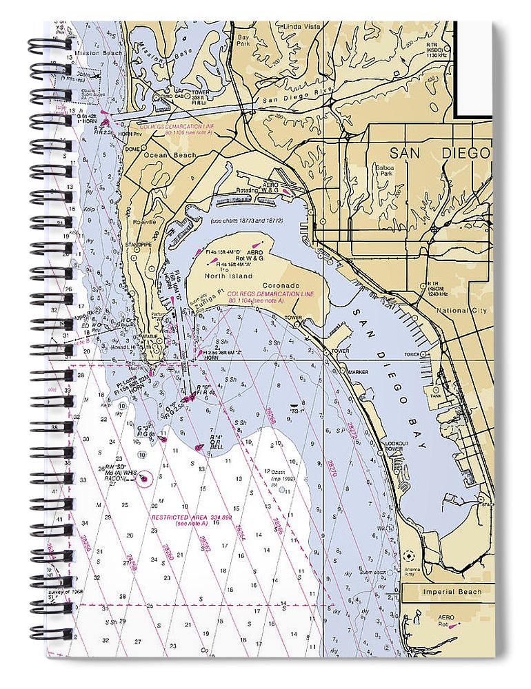 San Diego  California Nautical Chart _V6 Spiral Notebook