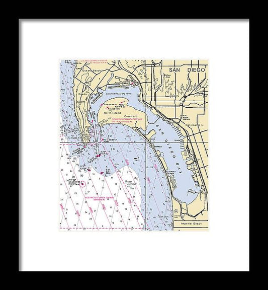 San Diego Harbor-california Nautical Chart - Framed Print