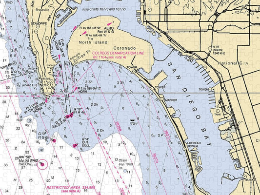 San Diego Harbor California Nautical Chart Puzzle