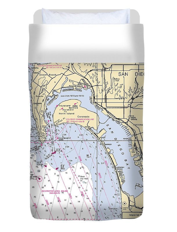 San Diego Harbor-california Nautical Chart - Duvet Cover