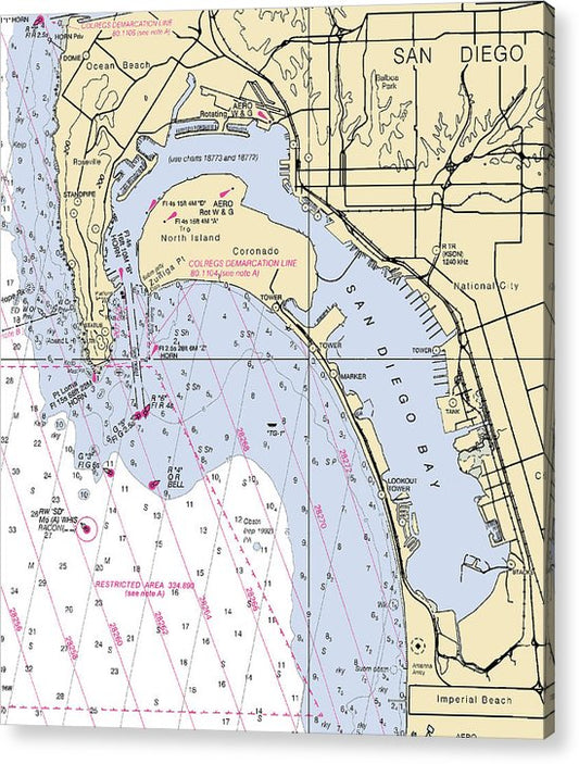 San Diego Harbor-California Nautical Chart  Acrylic Print