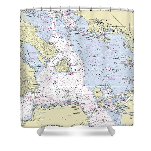 San Francisco California Nautical Chart Shower Curtain