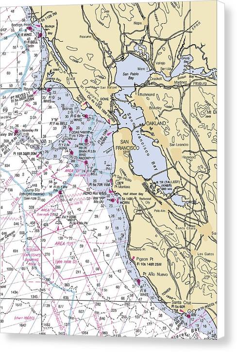 San-francisco-harbor -california Nautical Chart _v6 - Canvas Print