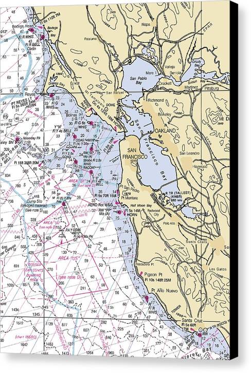 San-francisco-harbor -california Nautical Chart _v6 - Canvas Print