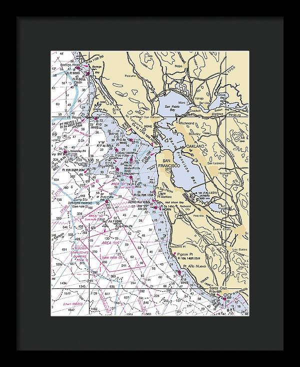 San-francisco-harbor -california Nautical Chart _v6 - Framed Print