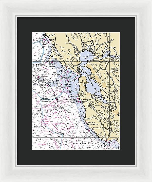 San-francisco-harbor -california Nautical Chart _v6 - Framed Print