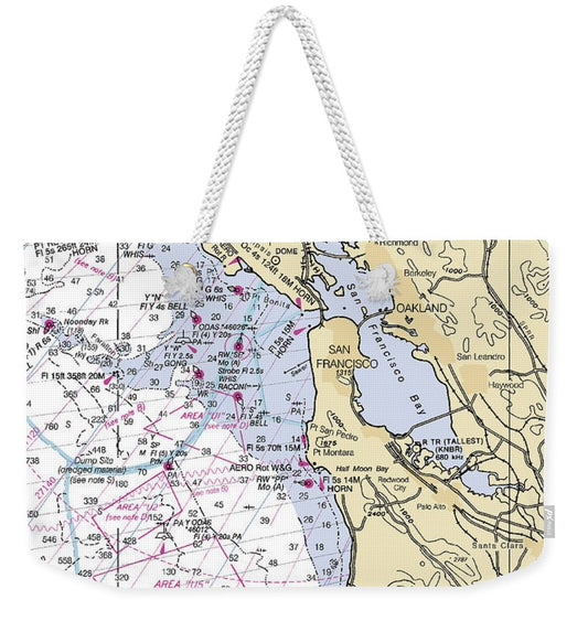 San-francisco-harbor -california Nautical Chart _v6 - Weekender Tote Bag