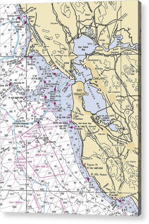 San-Francisco-Harbor -California Nautical Chart _V6  Acrylic Print