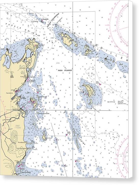San Juan Passage-puerto Rico Nautical Chart - Canvas Print