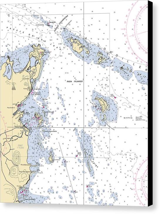 San Juan Passage-puerto Rico Nautical Chart - Canvas Print
