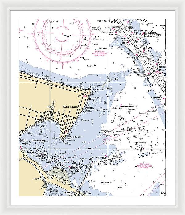 San Leon-texas Nautical Chart - Framed Print
