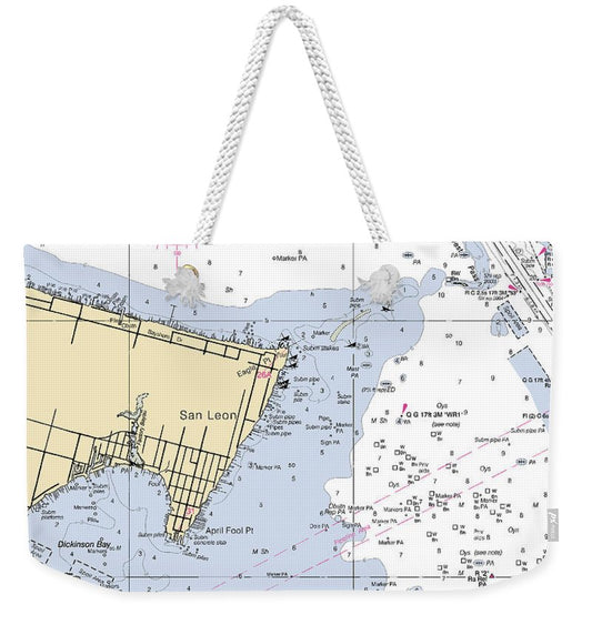 San Leon-texas Nautical Chart - Weekender Tote Bag