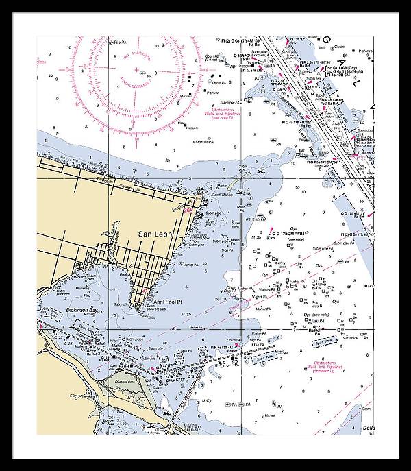 San Leon-texas Nautical Chart - Framed Print