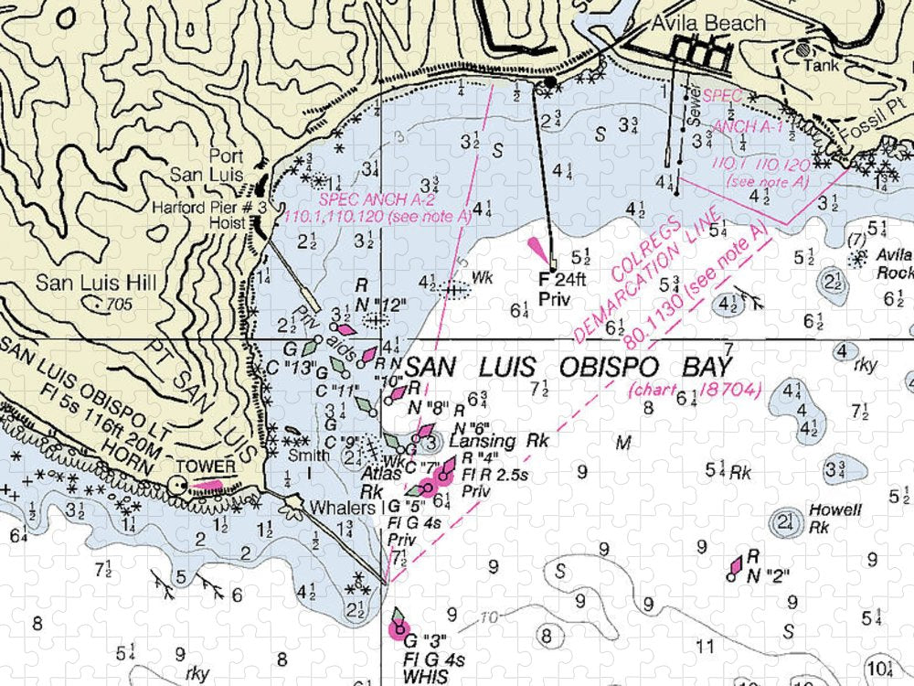 San Luis Obisbo Bay California Nautical Chart Puzzle