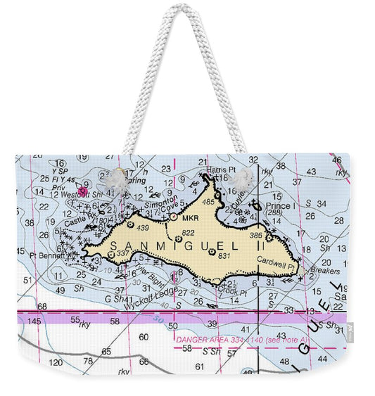 San Miguel Island-california Nautical Chart - Weekender Tote Bag