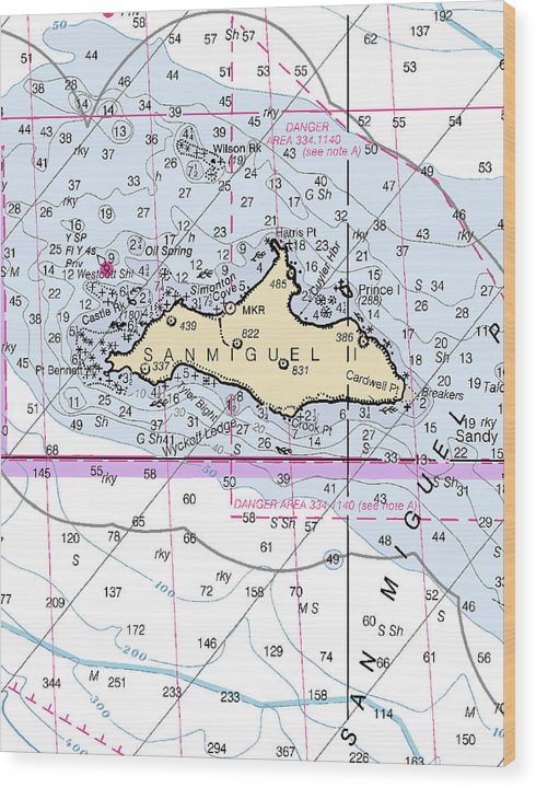 San Miguel Island-California Nautical Chart Wood Print