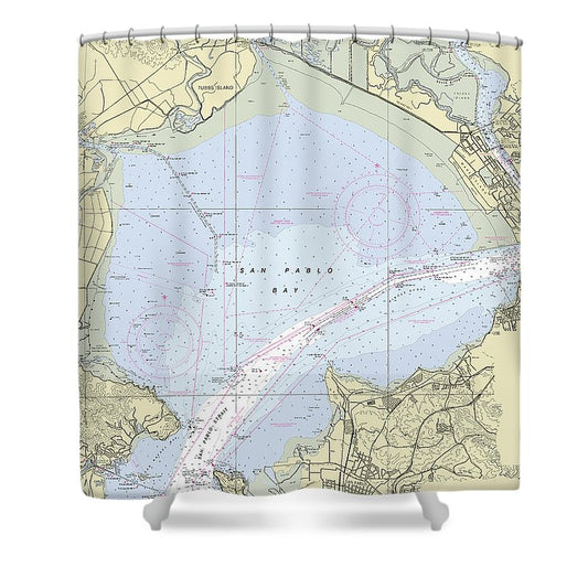 San Pablo Bay California Nautical Chart Shower Curtain