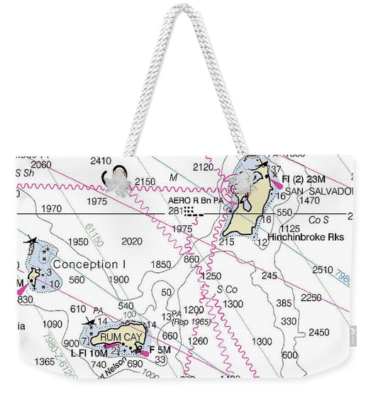San Salvador Bahamas Nautical Chart - Weekender Tote Bag